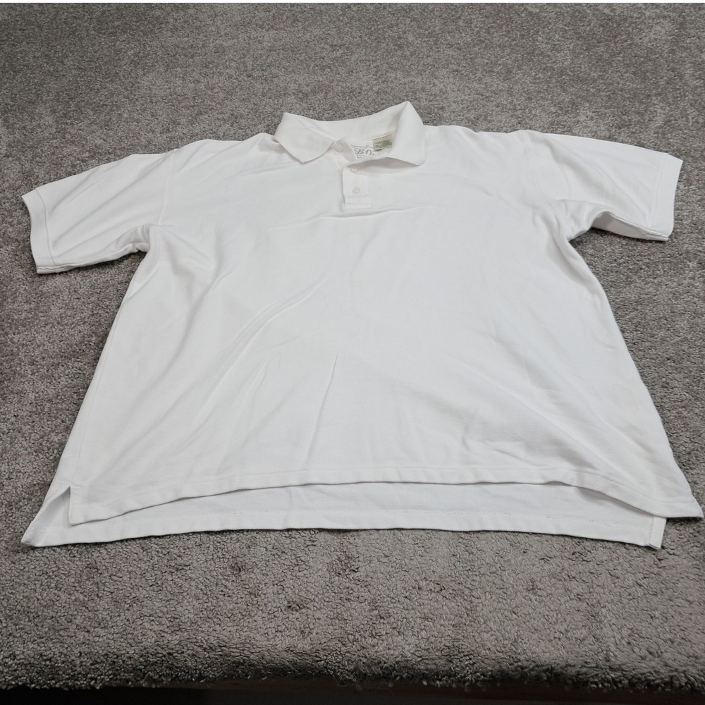 St. John's Bay Mens XL White Pique Polo Shirt 100% Cotton Short Sleeve 8235